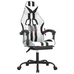 vidaXL Chaise de jeu avec repose-pied Blanc et noir Similicuir