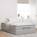 vidaXL Cadre de lit ottoman et matelas gris clair 120x200 cm velours