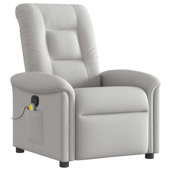 vidaXL Fauteuil de massage inclinable gris nuage tissu
