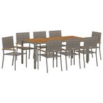 Ensemble de Salle à Manger de Jardin vidaXL 9 Pièces Gris Rattan Poly