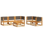 vidaXL Ensemble de canapés de jardin 6 pièces avec coussins en bois d'acacia et corde