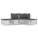 Salon de jardin meuble d'extérieur ensemble de mobilier 4 pièces avec coussins blanc acier 02_0016085
