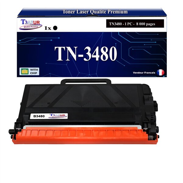 T3AZUR- Toner compatible avec Brother TN3480  TN3430 pour Brother MFC-L6800DWT  MFC-L6900DW  MFC-L6900DWT  MFC-L6900DWTSP  MFC-L6950DW - 8 000 pages