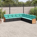 vidaXL Salon de jardin 9 Pièces avec coussins noir résine tressée
