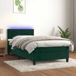 vidaXL Sommier à lattes de lit et matelas et LED Vert foncé 90x190 cm