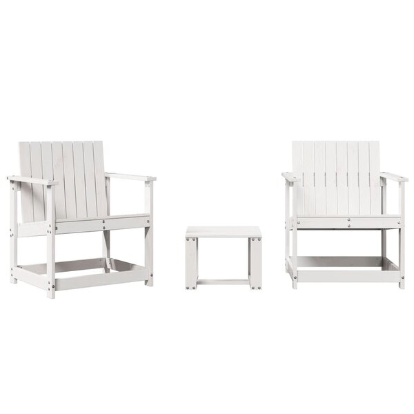 vidaXL Salon de jardin 3 Pièces blanc bois massif de pin