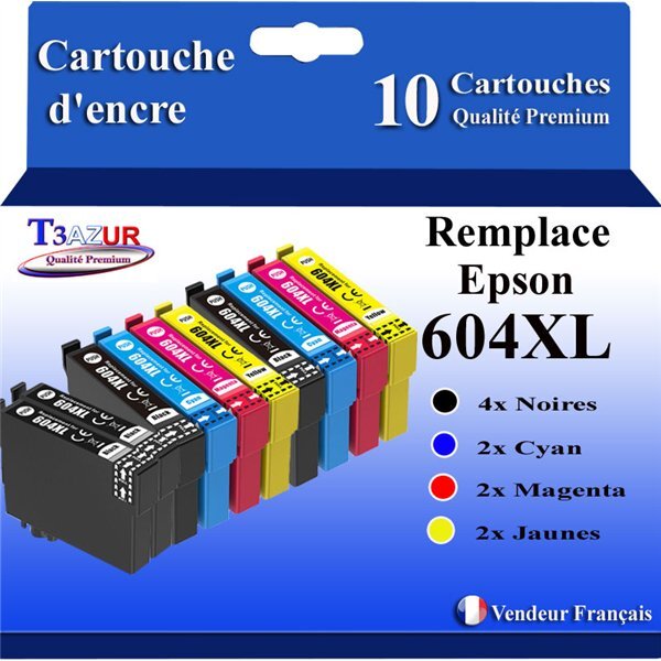 10x Cartouches compatibles avec Epson 604 XL pour Epson WorkForce WF-2910DWF  WF-2930DWF  WF-2935DWF  WF-2950DWF