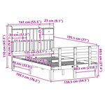 vidaXL Lit bibliothèque sans matelas blanc 135x190 cm bois pin massif