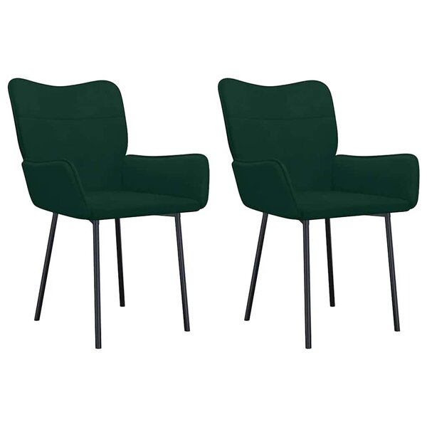vidaXL Chaises à manger lot de 2 Vert foncé Velours