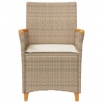 vidaXL Chaises de jardin coussins lot de 2 beige résine tressée bois