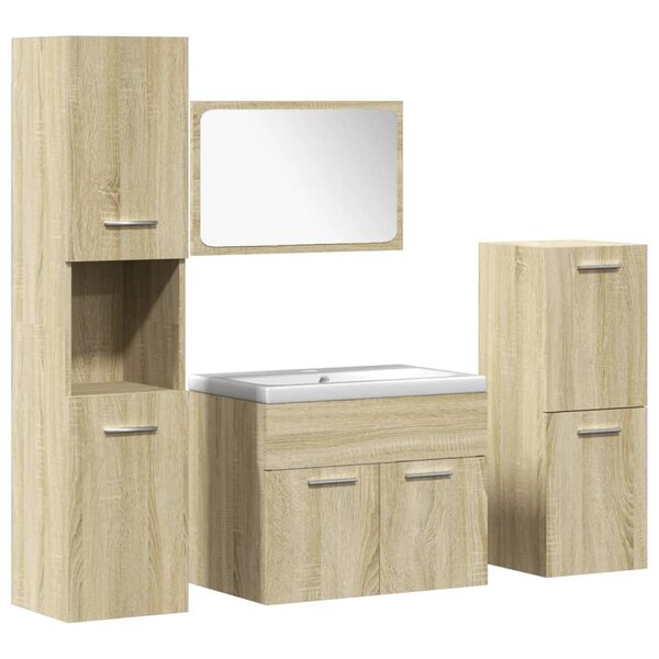 vidaXL Ensemble de meubles de salle de bain 5 Pièces chêne sonoma