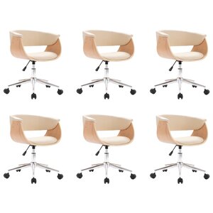 vidaXL Chaises pivotantes à manger lot de 6 crème similicuir