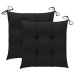 vidaXL Chaises de jardin et coussins noir lot de 2 Bois de teck massif