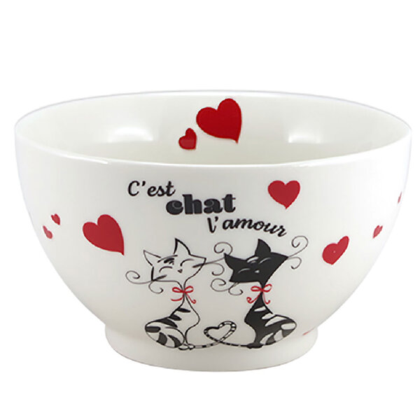 Bol en grès blanc chats 480 ml