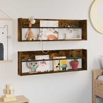 vidaXL Étagère à magazines 2 Pièces Chêne fumé 100 x 12 x 30 cm