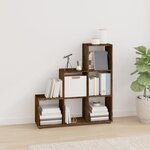 vidaXL Bibliothèque escalier Chêne fumé 107 cm Bois d'ingénierie