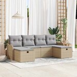 vidaXL Ensemble de canapé de jardin 6 Pièces Beige Poly rotin