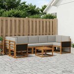 vidaXL Ensemble de canapés d'extérieur 6 Pièces Naturel et gris clair