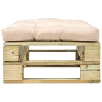 vidaXL Repose-pied palette de jardin avec coussin sable vert bois