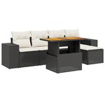 vidaXL Salon de jardin 6 Pièces avec coussins noir résine tressée