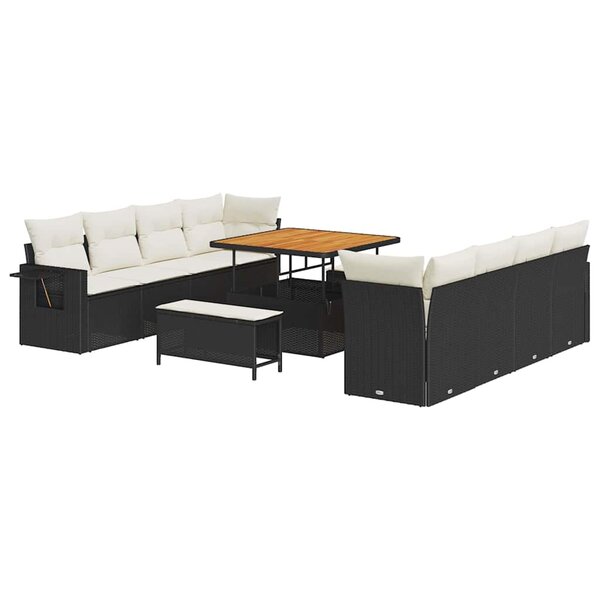 vidaXL Ensemble de canapé de jardin 11 Pièces Noir Poly rotin