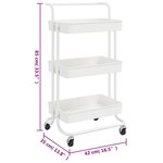 vidaXL Chariot de cuisine 3 niveaux Blanc 42x35x85 cm Fer et ABS
