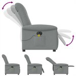 vidaXL Fauteuil de massage inclinable électrique gris clair tissu