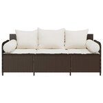 vidaXL Canapé de jardin avec coussins 3 places brun résine tressée