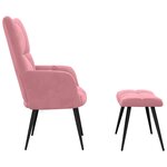 vidaXL Chaise de relaxation avec tabouret Rose Velours
