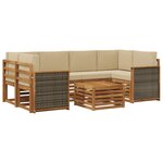 vidaXL Ensemble de canapés d'extérieur 7 Pièces Naturel et Beige