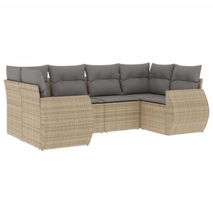 vidaXL Salon de jardin avec coussins 6 Pièces beige résine tressée