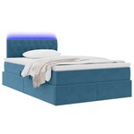 vidaXL Lit avec rangement et LED avec LED Bleu 120 x 190 cm Velours