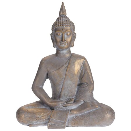 Progarden statue bouddha assis 50x28x62 4 cm gris doré