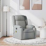vidaXL Fauteuil de massage inclinable Gris clair Tissu