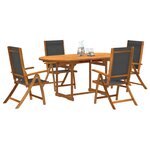 vidaXL Ensemble à manger de jardin 5Pièces bois d'acacia solide textilène
