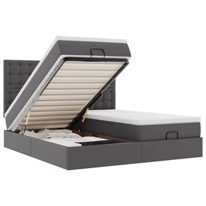 vidaXL Lit ottoman avec matelas & LED Gris 160x200cm similicuir