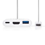 Adaptateur USB 3.0 Type C Nedis vers USB A, HDMI et USB C (Blanc)