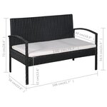 vidaXL Salon de jardin 5 Pièces avec coussins Résine tressée Noir