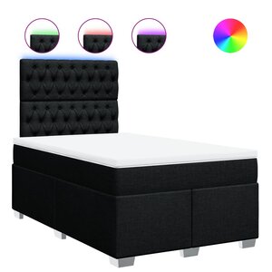 vidaXL Sommier à lattes de lit avec matelas noir 120x190 cm tissu