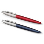 PARKER Jotter Duo : Stylo bille rouge Kensington  recharge bleue pointe moyenne + Stylo bleu royal  recharge gel noire 0.7 mm