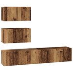 vidaXL Ensemble meuble TV 4 Pièces Bois Ancien Bois d'ingénierie