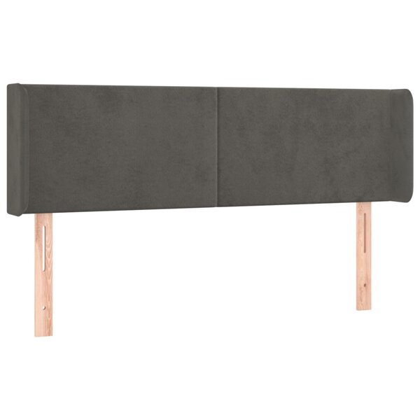 vidaXL Tête de lit avec oreilles Gris foncé 147x16x78/88 cm Velours