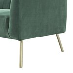 MATHIS Fauteuil rétro - Velours vert, structure en bois massif et pieds dorés - L 79 x P 70 x H 71 cm