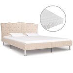 vidaXL Lit avec matelas Beige Tissu 160x200 cm