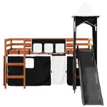 vidaXL Lit mezzanine enfants et tour blanc/noir 90x200 cm pin massif
