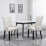 vidaXL Chaises à manger avec accoudoirs lot de 2 beige tissu