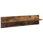 vidaXL Porte-manteau mural avec étagère Montage mural Chêne fumé 80 x 10.5 x 18 cm