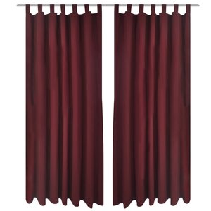 2 Pièces Rideau à Passant Micro Satin Bordeaux 140 x 225 cm
