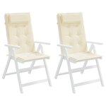 vidaXL Coussins de chaise à dossier haut lot de 2 crème tissu oxford