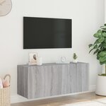 vidaXL Meuble TV mural avec lumières LED sonoma gris 100x35x41 cm